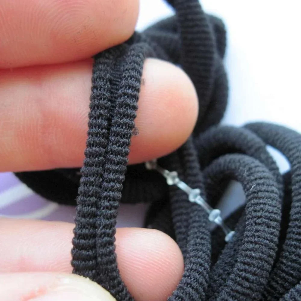 14 Goody Ouchless Black Gentle Fit Soft Fabric Terry Elastic No Metal Hair Bands